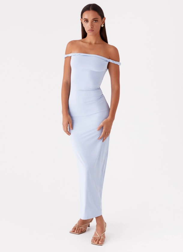 Arabella Twist Shoulder Maxi Dress - Blue