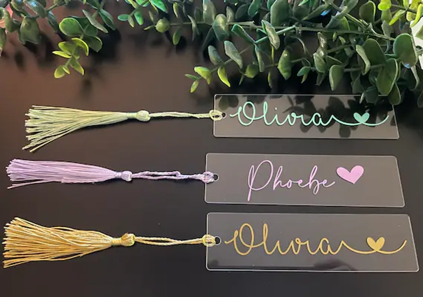 Personalised Acrylic Bookmark with tassel, Name Bookmark, Perfect Present,