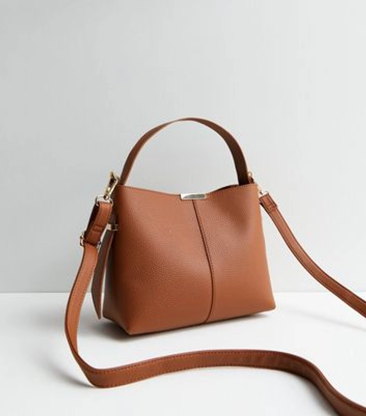 Tan Leather-Look Bucket Bag