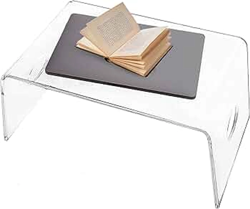 Acrylic Bed Tray with Handles - (21'' x 12'' x 10'') Portable Lap Desk for Working, Reading or Eating - Computer Monitor Laptop Stand for Home Office - Mobile Tray Table for Bed, Couch or Sofa