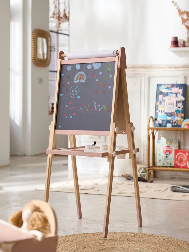 Tableau pliable et réglable en hauteur 3 en 1 en bois FSC® rose - Vertbaudet