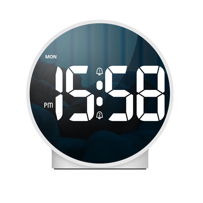 HD Digital Alarm Clock Snooze Day of Week Display Dual Alarms Infinite Snooze Desktop Table Clock 12/24H LED Clock