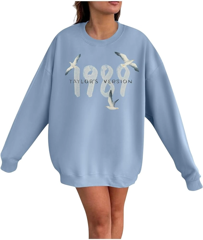Crew Neck Shirts for Women - Oversized Crewneck Concert Sweatshirt Long Sleeve Concert Outfit 2023 Trendy