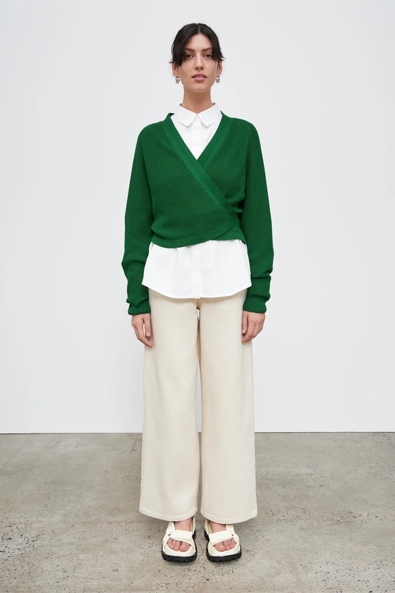 Shop Composure Cardigan - Evergreen | Kowtow Clothing