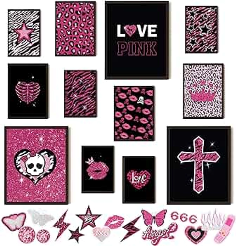 97 Decor Mcbling Trashy Y2k Room Decor Aesthetic - Early 2000s Room Decor Y2k Posters, Hot Pink Pictures Wall Art Prints, Baddie Aesthetic Pictures for Teen Girls Dorm Bedroom Apartment (Unframed)