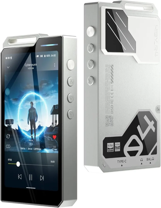 HiBy R4 Android MP3-speler met bluetooth en wifi ingebouwde 4dac android12 ondersteuning afspelen DSD PCM MQA met 4.4mm bal 32G geheugen (Zilver) : Amazon.nl: Elektronica