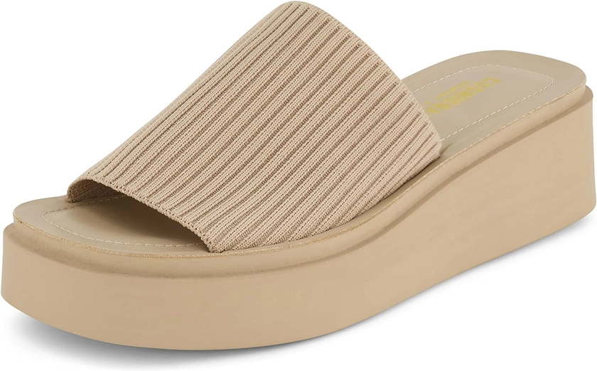 CUSHIONAIRE Women's Pim knit platform sandal with +Memory Foam