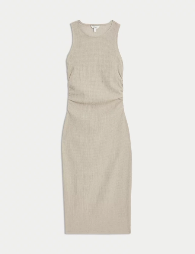 Round Neck Ruched Midi Column Dress | M&S Collection | M&S