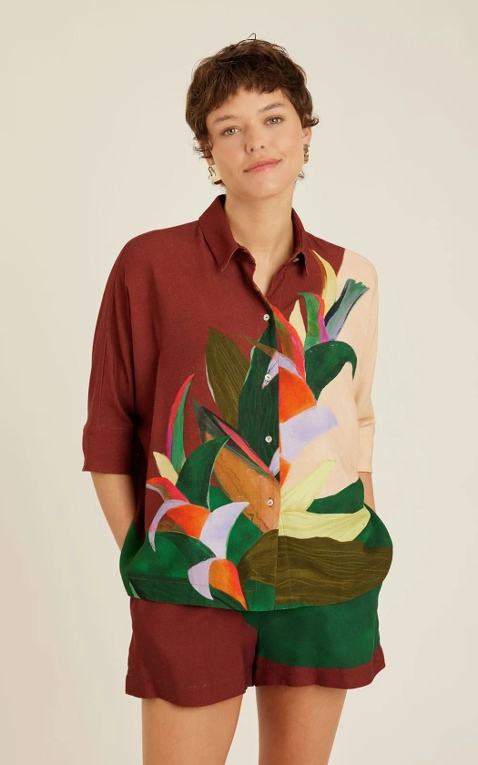 Camisa Cropped Est Bromélia - Lenny Niemeyer