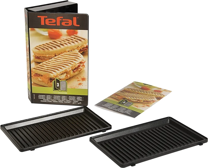 Tefal Coffret Snack Collection de 2 plaques grill-panini + livre de recettes, Compatible avec les appareils à croque-monsieur, Snack Time de Tefal XA800312, Rose, Large