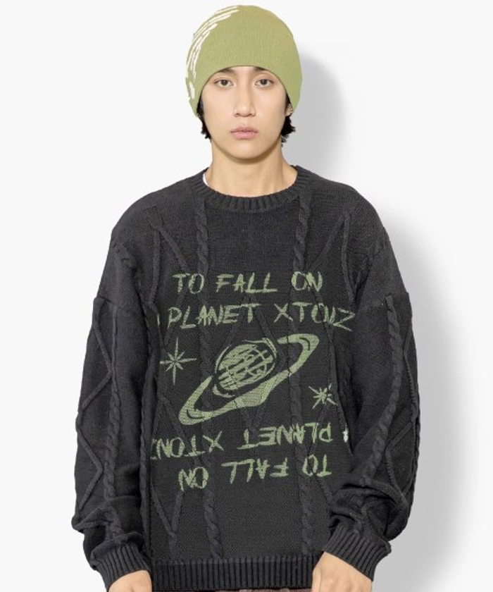 MUSINSA公式 | XTONZ XTK058 Aster Road Fisherman Round Knit (BLACK)