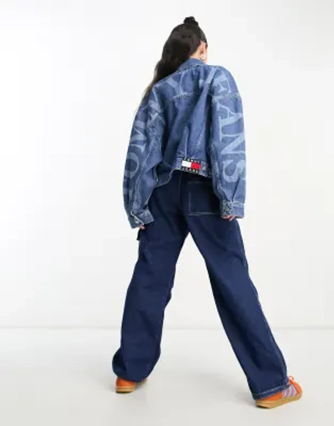 Tommy Jeans - Veste oversize en jean avec logo drapeau - Délavage moyen | ASOS