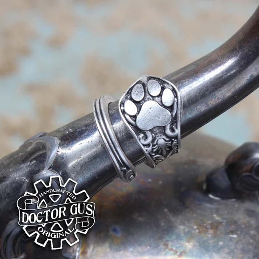 Paw Ring - Adjustable - Wrap Style - Handcrafted by Doctor Gus - Beautiful Antique Inspired Ring