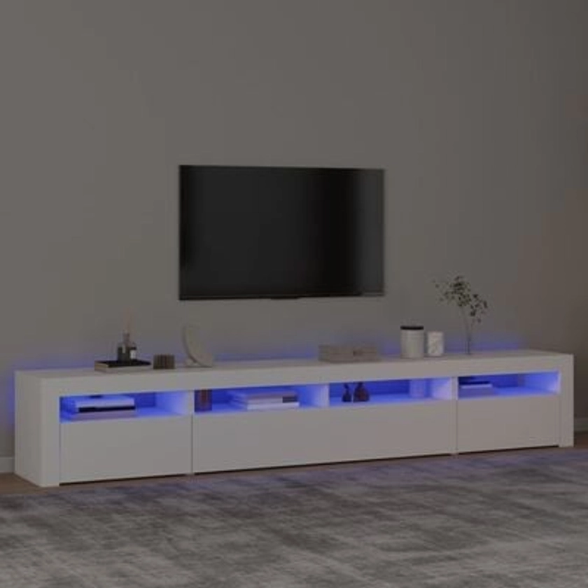 vidaXL TV Cabinet with LED Lights White 240x35x40 cm | vidaxl-uk