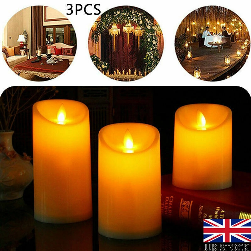 3PCS Electric Fake Warm White LED Tea Lights Candles Vase Festival Decor Battery