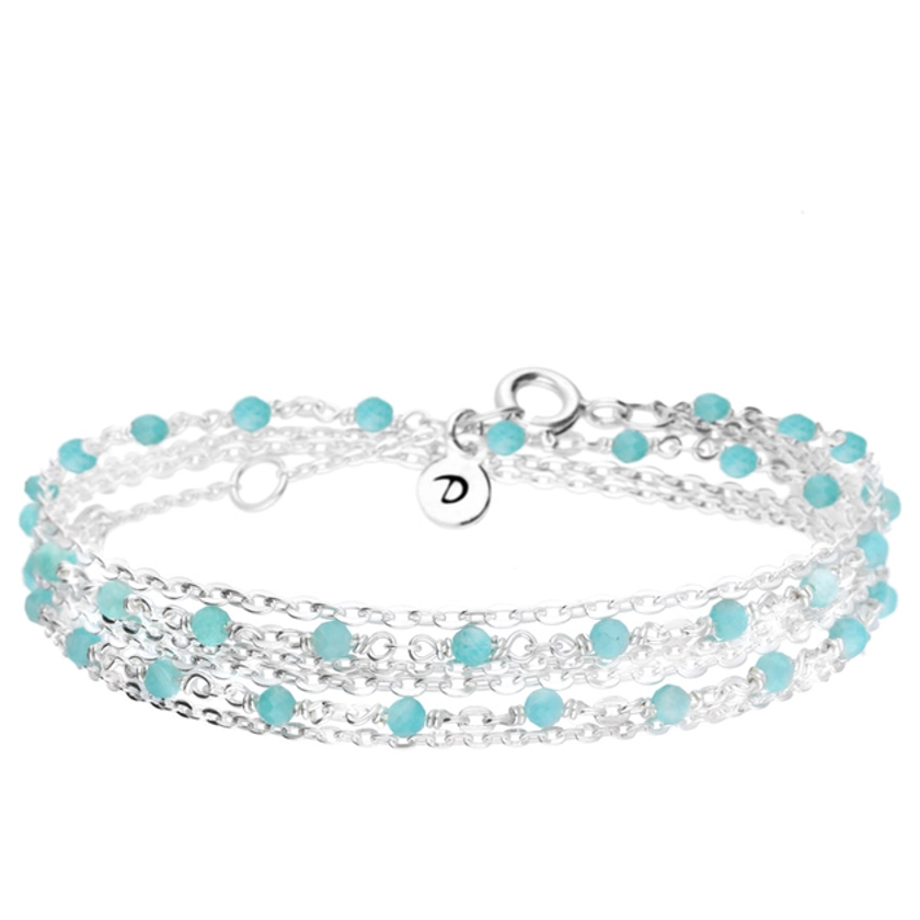 BRACELET DENVER TRIPLE CHAÎNE BLEU CLAIR