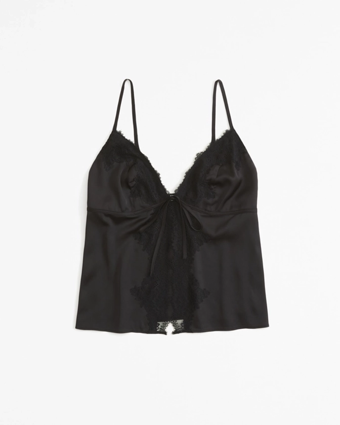 Women's Lace and Satin Tie-Front Sleep Cami | Women's Matching Sets | Abercrombie.com