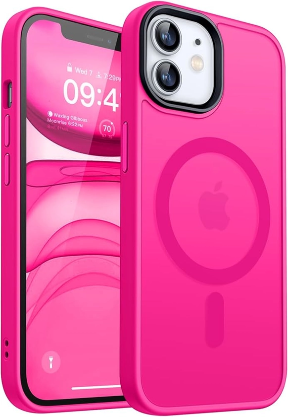 CANSHN Magnétique Mat Coque pour iPhone 11 [Toucher Doux et Soyeux] Coque de Protection Antichoc Translucide 6.1 Pouces - Rose Vif : Amazon.fr: High-Tech