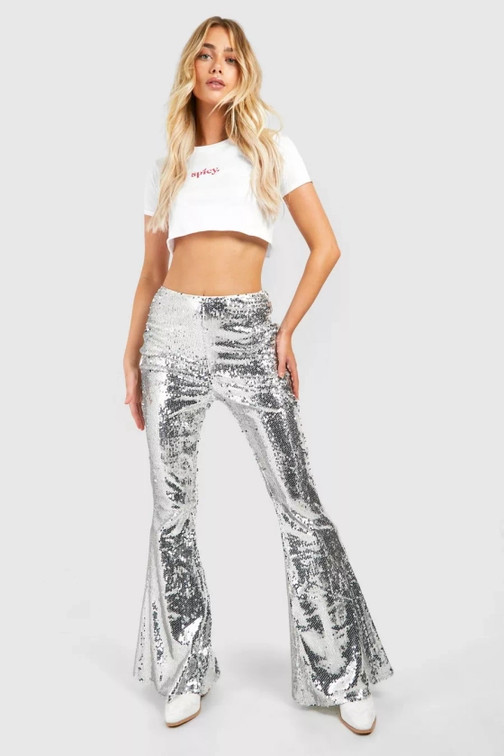 High Waisted Sequin Flares