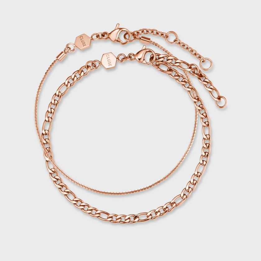 Essentielle Figaro Chain Bracelet Set, Rose Gold Colour