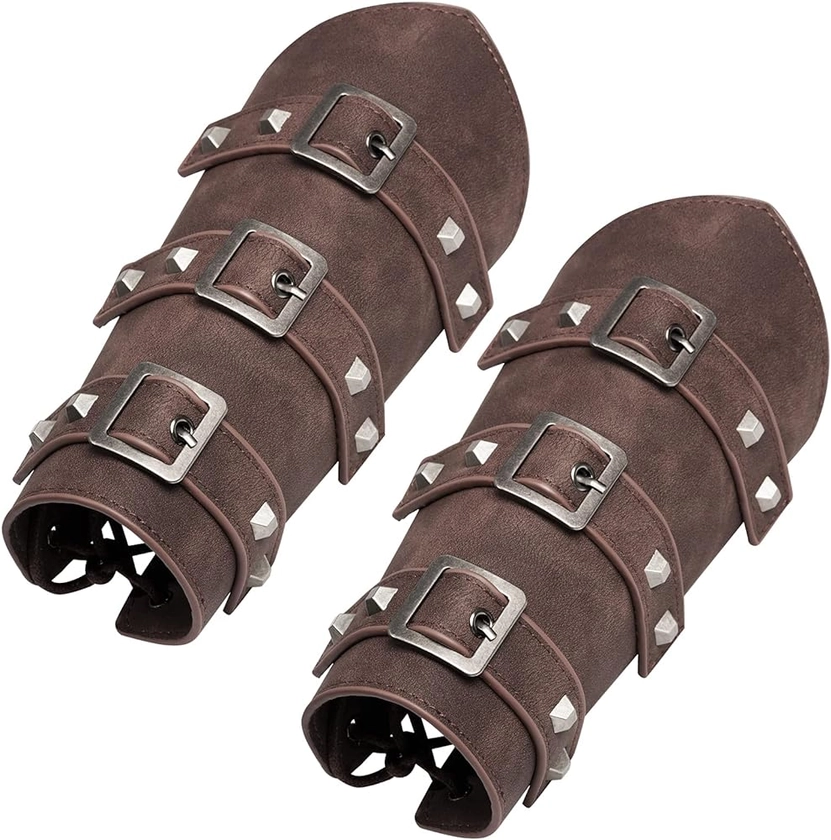 Amazon.com: 1 Pair Unisex Medieval Leather Arm Gauntlet Wristband Buckle Bracers Halloween Cosplay Costume Accessory for Theme Party (Brown) : Clothing, Shoes & Jewelry