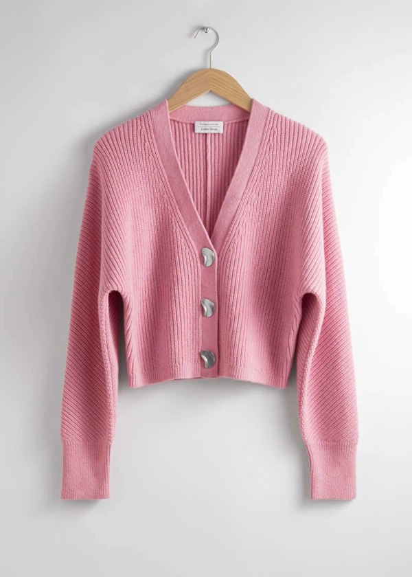 Metal Button Knit Cardigan - Pink - Cardigans - & Other Stories US