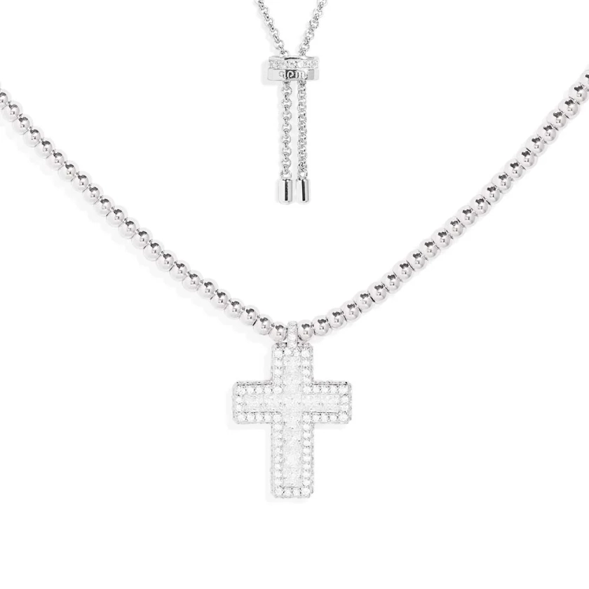 Collier Ajustable Croix Pavé