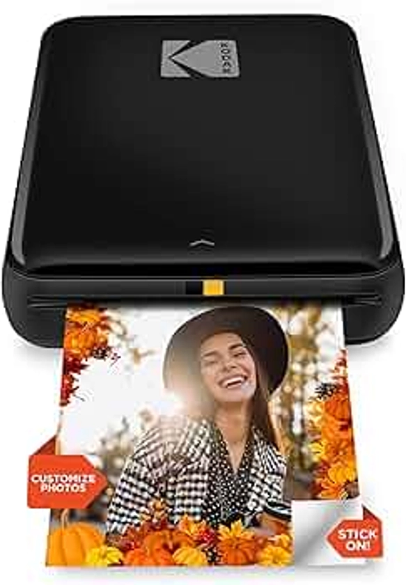 KODAK Step Instant Smartphone Photo Printer - Portable Mini Color Wireless Mobile Printer - Zink 2x3 Inch Sticky-Back Photos - Bluetooth Compatible with iOS & Android Devices - Fun Editing App - Black