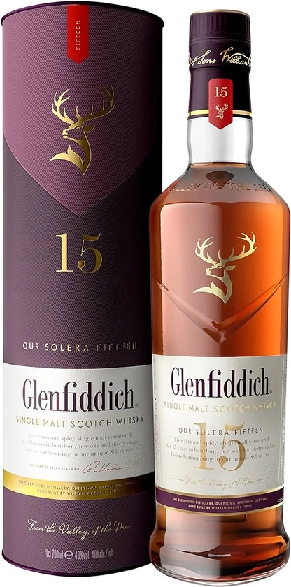 Glenfiddich 15 Year Old Single Malt Scotch Whisky – 70cl : Amazon.co.uk: Grocery