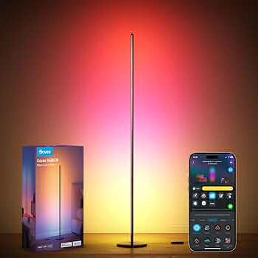 Govee RGBIC Smart Corner Floor Lamp, Standing Lamp Alexa APP Control, Smart Floor Lamp with Reactive Music Mode, 61+ Dynamic Scene, Color Changing, Modern Floor Lamp for Living Room, Bedroom, Kitchen