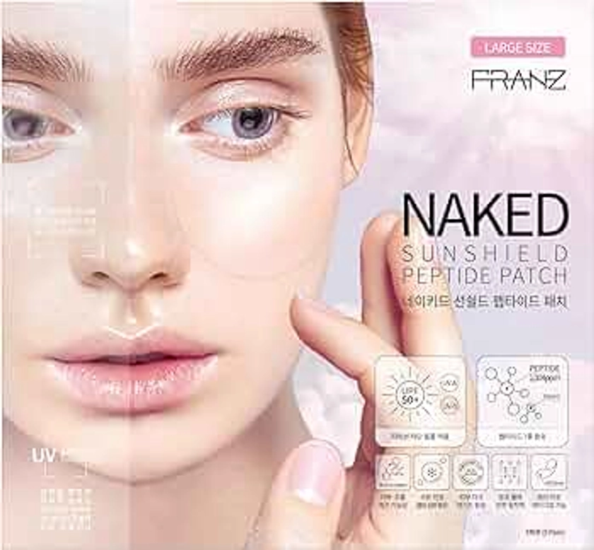 FRANZ Naked Sunshield Peptide Patch for Sun Care - over 98% UV Protection - Lightweight, High Breathability, Radiance Boosting - 5 Pairs (Large)