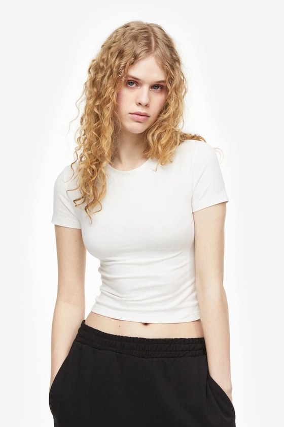 2-pack Crop T-shirts - White - Ladies | H&M US