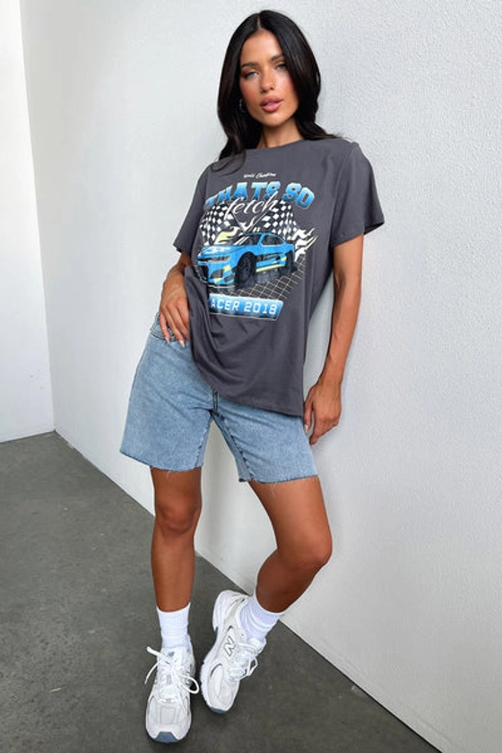 Homestretch Oversized Tee - Charcoal