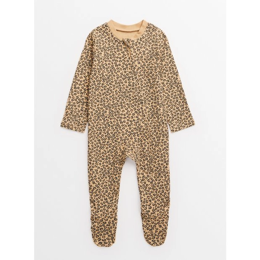 Buy Brown Leopard Print Sleepsuit 3-6 months | Sleepsuits and pyjamas | Tu