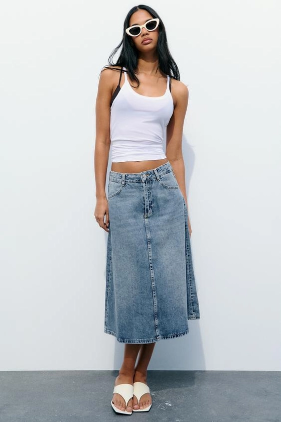 TRF MID-RISE DENIM SKIRT