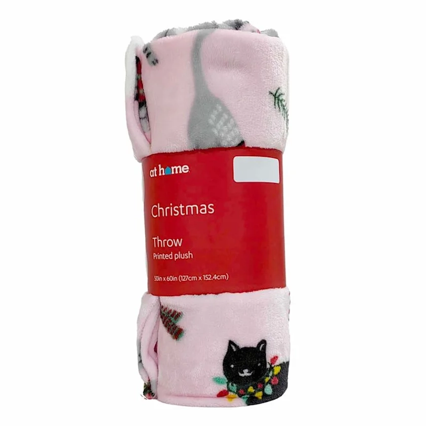 Fun Meowy Christmas Plush Throw Blanket, 50x60