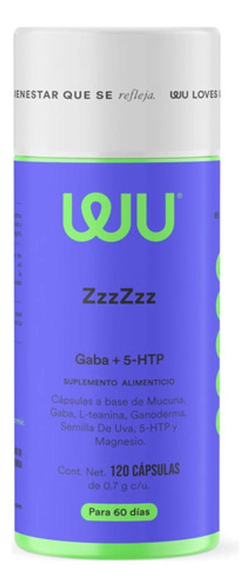 Zzzzzz | Suplemento Para Dormir/descansar, Gaba + 5 Htp | Wu |120 Capsulas Sin sabor - $ 404.1