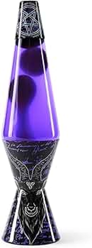 Black and Purple Baphomet Pentagram Lava Lamp - 14.5 Inch| Baphomet Design Base | Purple Liquid | Black Wax | Home Décor | Lighting