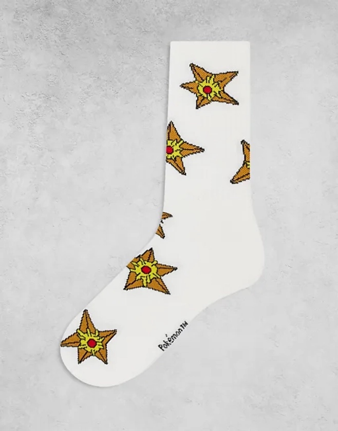 ASOS DESIGN - Chaussettes à motif Pokémon Starmie - Blanc