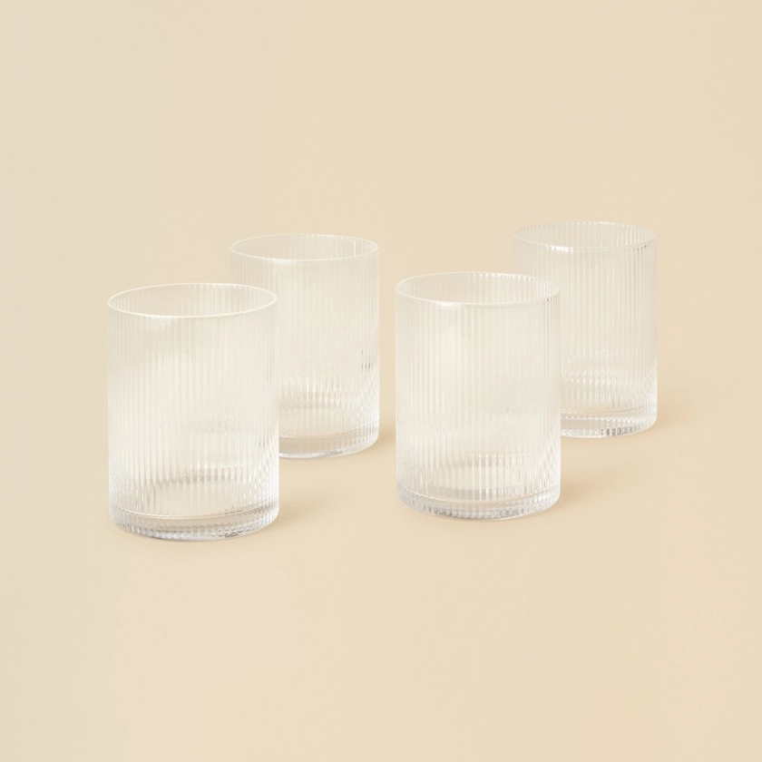 Openook Clear Ribbed Tumbler Small 4 Pack
