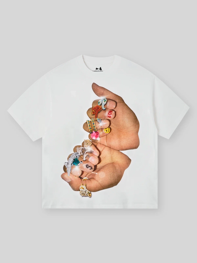 BOUNCE BACK© Finger Graffiti Diamond Ring Printed Tee