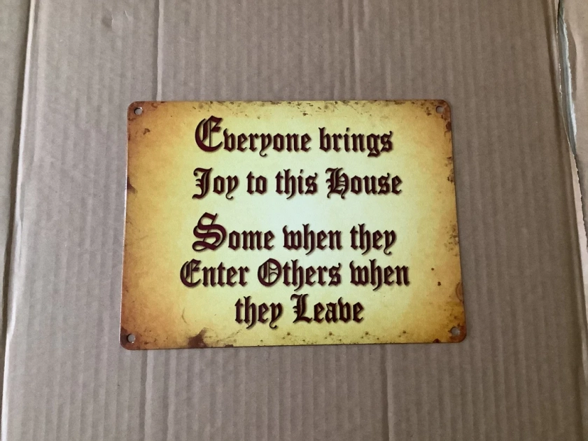 Everyone Brings Joy to This House... Metal Wall Hanging Sign - Etsy UK