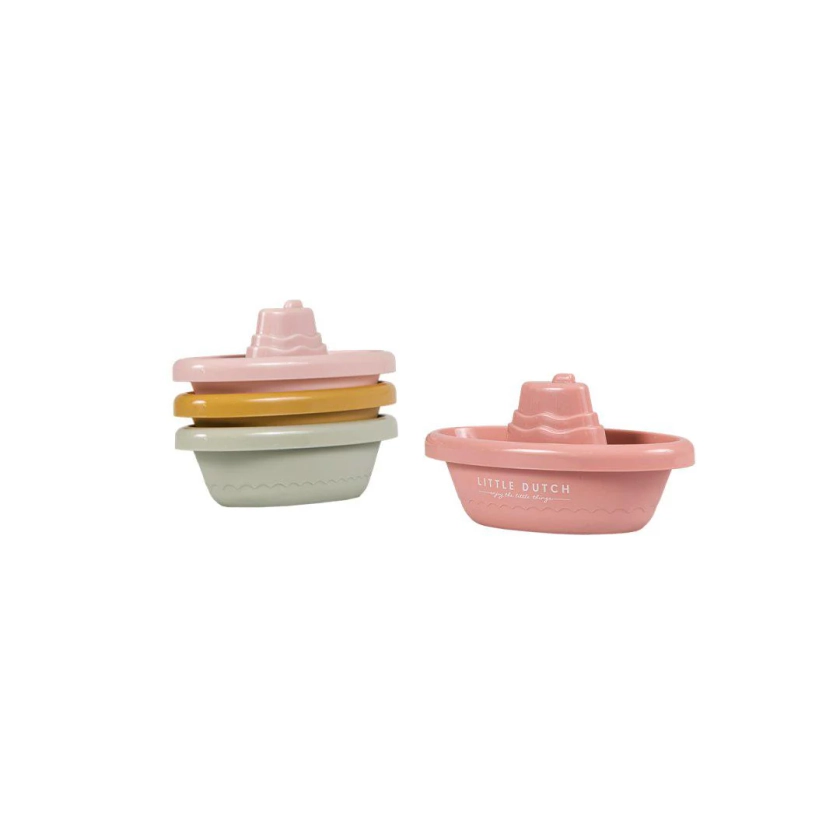 Little Dutch Stackable Bath Boats - Pink | Natural Baby Shower