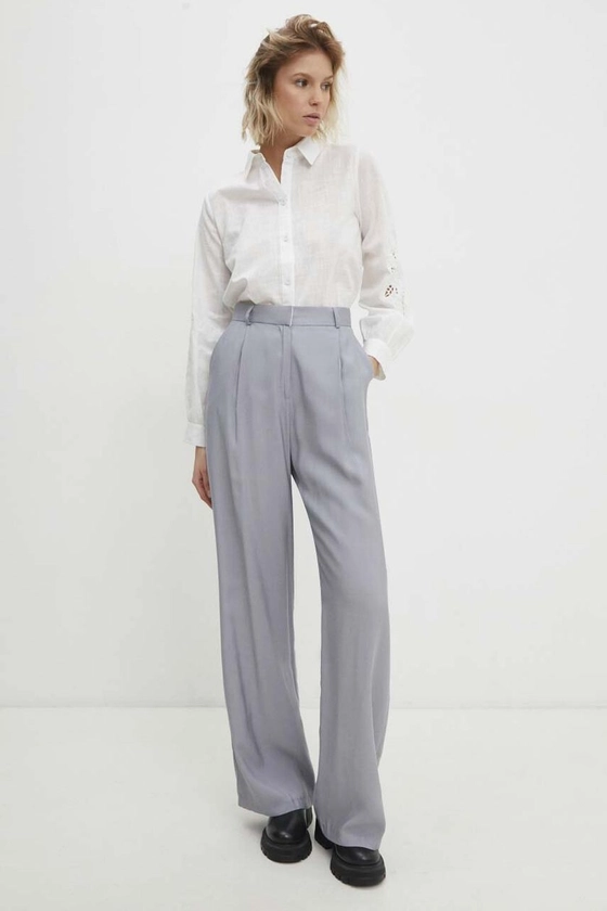 Kalhoty Answear Lab, barva šedá | ANSWEAR.cz