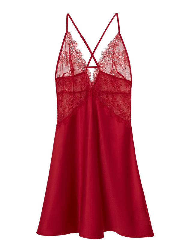 Camisola Curta Sem Manga Cetim Renda Mirela VERMELHO CHILI PEPPER - Lingeries perfeitas para você! | Loungerie: moda intima feminina