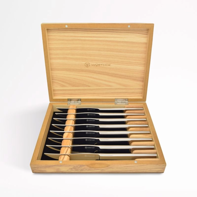 Wusthof Mignon Stainless Olivewood 8-Piece Steak Knife Set + Reviews | Crate & Barrel