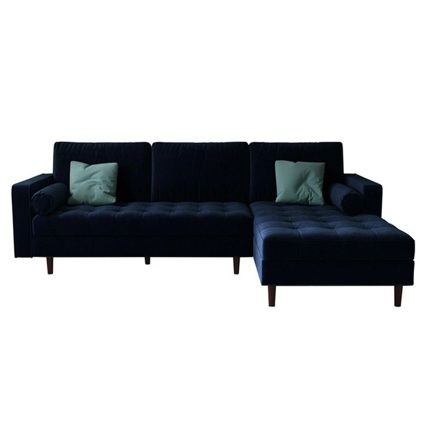 Claude 3 Seater Velvet Sofa With Chaise