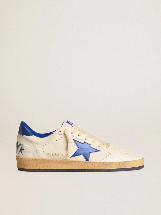 Women’s Ball Star Wishes in white nappa leather with bright blue star and heel tab | Golden Goose