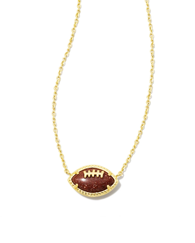 Football Gold Short Pendant Necklace in Orange Goldstone