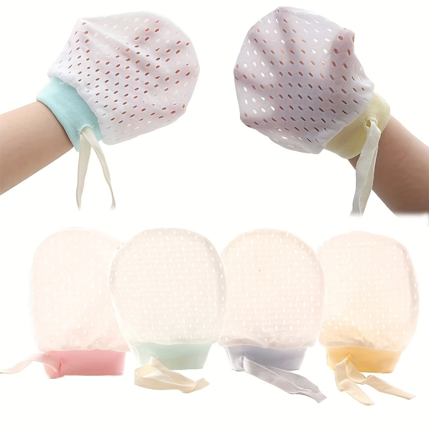 3 Pairs of Breathable Mesh Baby Gloves - Anti Scratch Protection for Newborns in Spring &amp; Summer